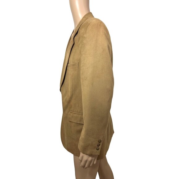 Jeffrey Banks Men’s Blazer Brown 42 R Vintage Polyester Suede Feel Sport Jacket - Picture 4 of 15